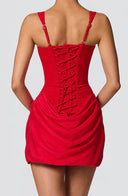Robe Mini à Corset et Jupe Satinée : L'Élégance Architecturale